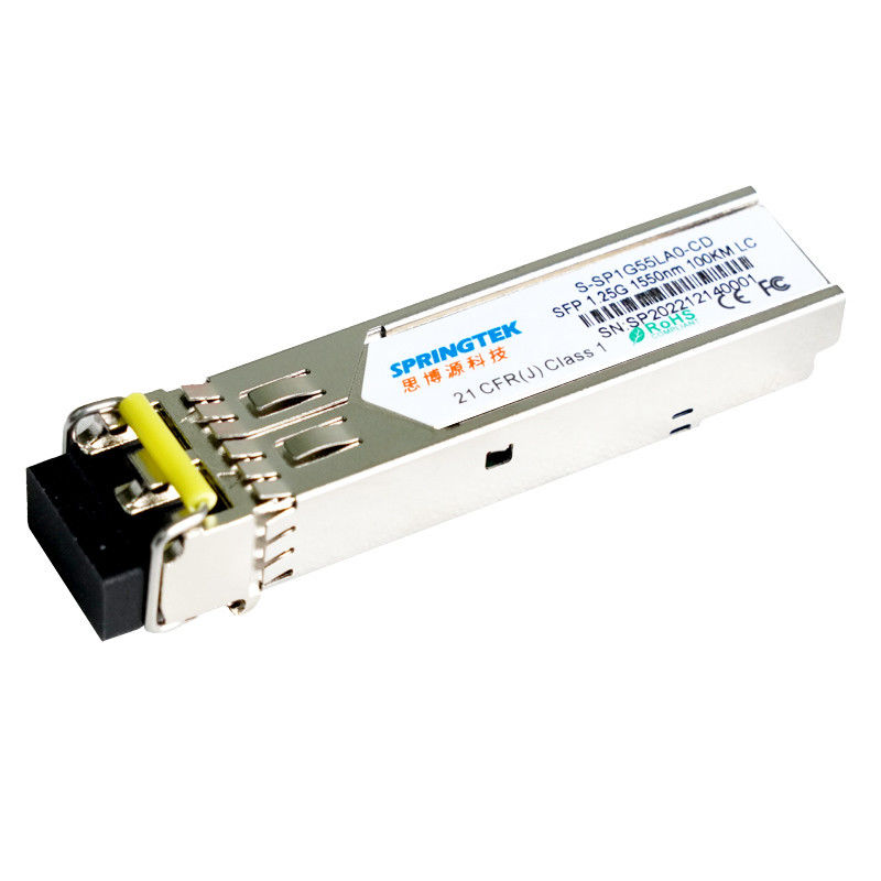 Ricetrasmettitori compatibili della fibra di Cisco 100km del modulo ottico duplex di Springtek S-SP1G55LA0-CD 1.25G 1550nm LC