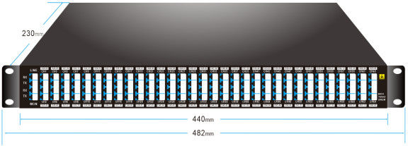 75GHz 64CH 1528.68nm-1566.42nm DWDM MUX DEMUX con lo scaffale del porto LC/UPC 1U del monitor